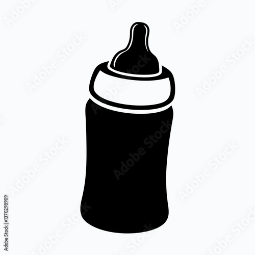 Sweet Baby Milk Bottle Silhouette for Nursery Decor and Baby Shower Invitations