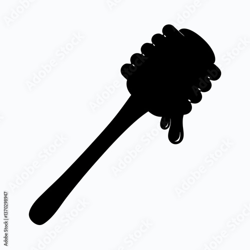 Golden Honey Dipper Stick Silhouette in Warm Light for Food and Kitchen Concepts