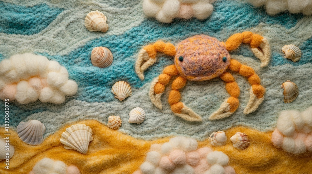 Art Handcrafted Felt View Enhances Seashells Beach Art Handcrafted Felt View Enhances Seashells Beach