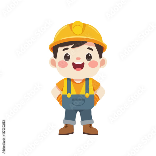 funny cartoon builder with helmet