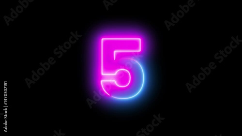 10 to 0, Ten to zero countdown pink and blue glow neon animation running animated numbers 10-0, 10 to 0 second modern digital countdown 4K timer neon light style on a black background.	
