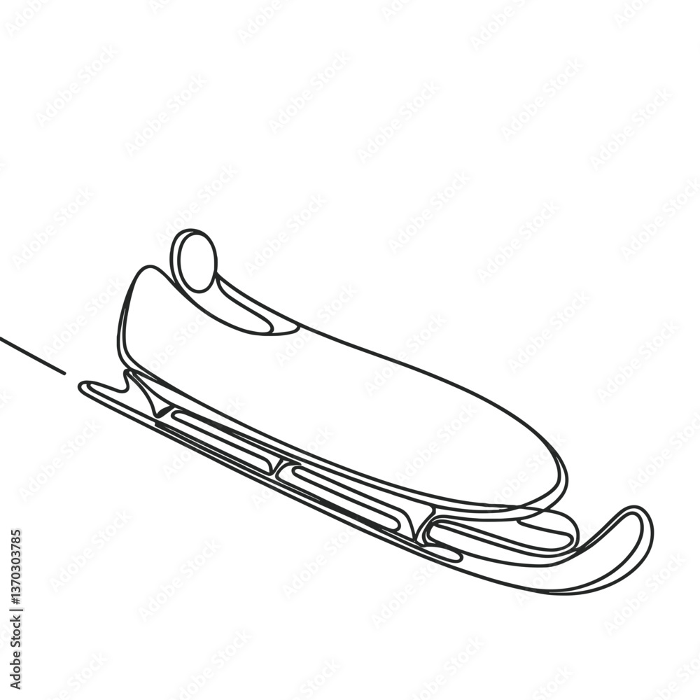 Sleigh design in motion, line drawing on a white background  