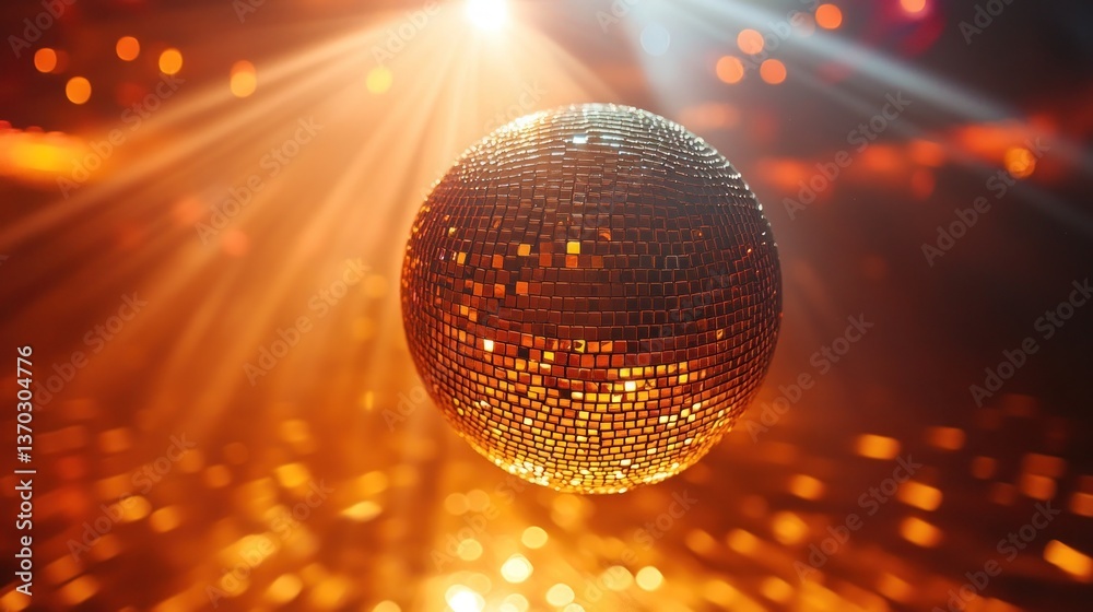 Fototapeta premium Disco Ball: Golden Lights and Nightlife