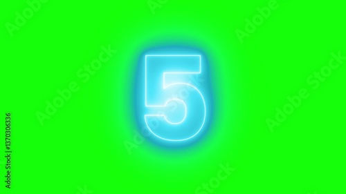 10 to 0, Ten to zero countdown light blue glow neon animation running animated numbers 10-0, 10 to 0 second modern digital countdown 4K timer neon light style on a greenscreen background.	
