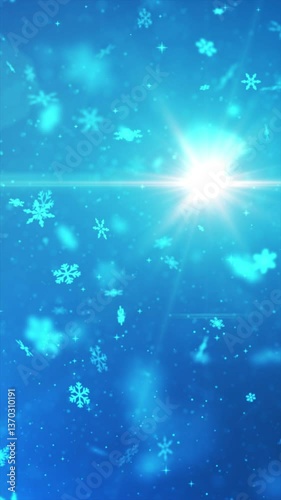 Vertical footage snow animation video overlay template. Beautiful falling snow, the sparkling glittering light of snow on a winter night, celebrating Christmas and Happy New Year