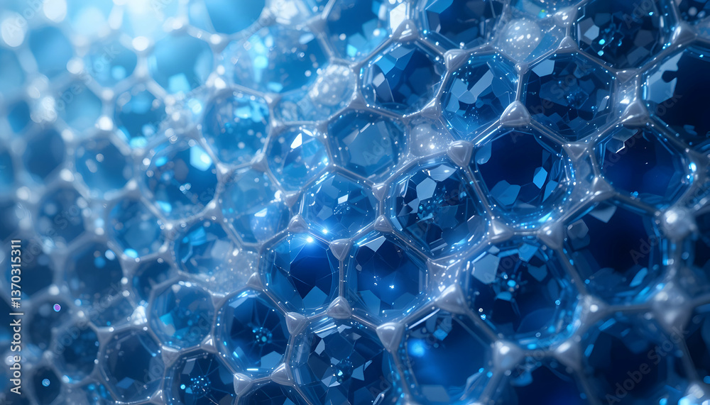 Abstract blue honeycomb pattern background futuristic material nanotechnology geometric surface texture design element Abstract blue honeycomb pattern background futuristic material nanotechnology geometric surface texture design element