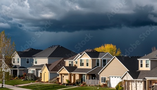 clouds storm over houses