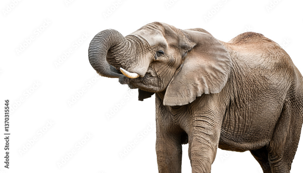 Obraz premium African forest elephant Isolated On PNG Transparent and White Background 