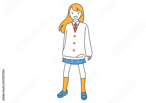 制服にセーターを重ね着した女子生徒