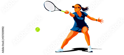 A woman tennis player in action