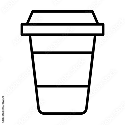Illustration of a black coffee cup icon on a white background