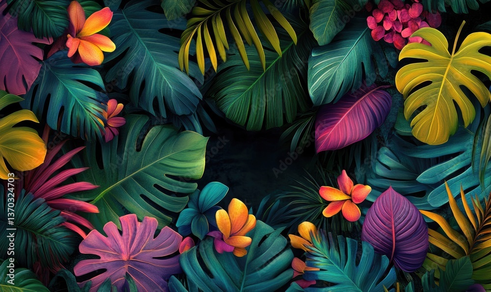 Lush Pixelated Tropical Foliage Background with Deep Turquoise Gold Pink and Green Leaves in a Vibrant Pixel-Art Style Detailed Plant Design Lush Pixelated Tropical Foliage Background with Deep Turquoise Gold Pink and Green Leaves in a Vibrant Pixel-Art Style Detailed Plant Design