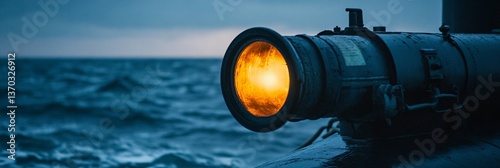 Close-up View of a Submarine Periscope Breaking Through Ocean Waves