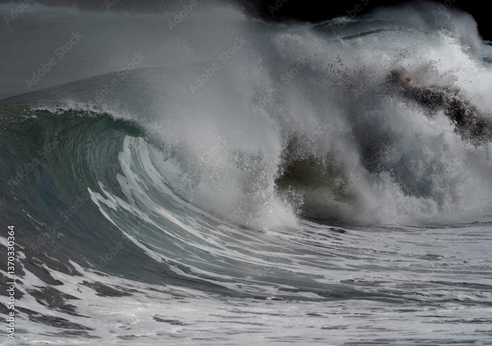 Obraz premium Strong sea with waves in Salinetas beach. Telde. Gran Canaria. Canary islands . Spain