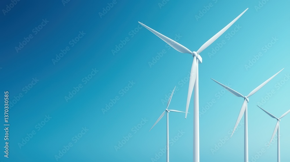 Fototapeta premium Modern wind turbines against a clear blue sky