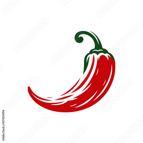 Spicy Chili Pepper Silhouette Vector, Black and White Hot Pepper Illustration, Fiery Spice Symbol, Minimalist Jalapeño Artwork, Mexican Cuisine Ingredient, Simple Chili Icon, Organic Food Design