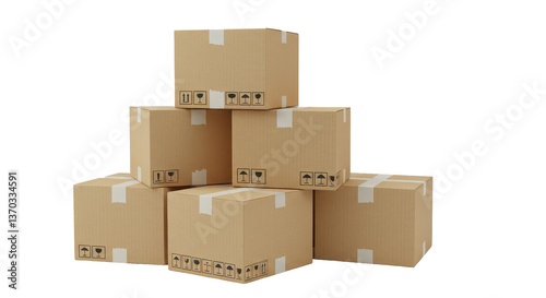 Isolated Stack of Cardboard Boxes