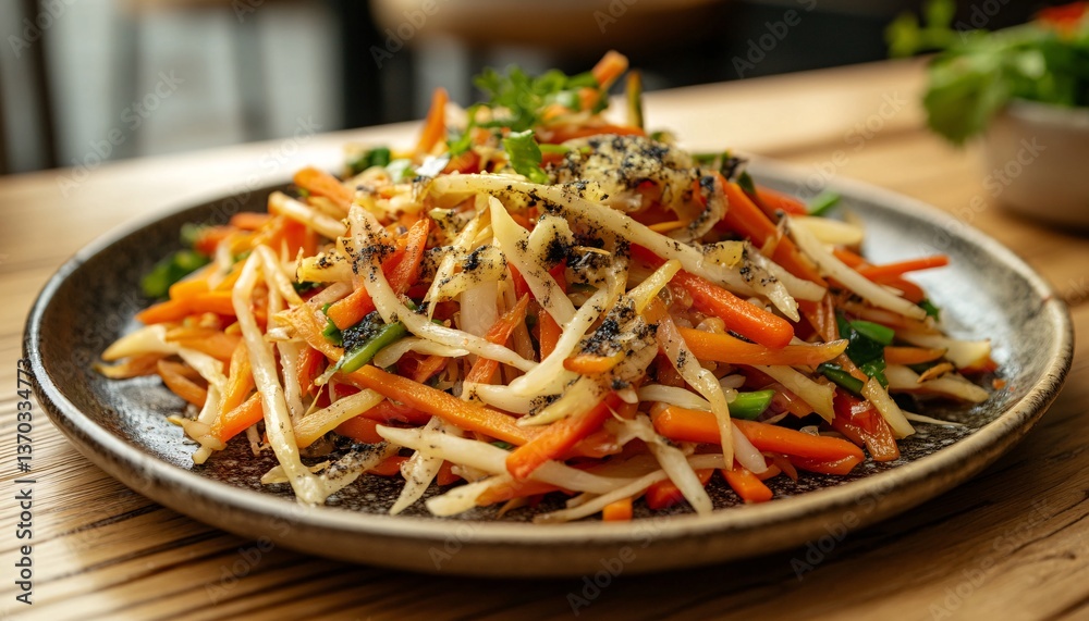 A close-up view of unappetizing stir-fried vegetables highlighting spoilage and decay, illustrating the theme of spoiled food.