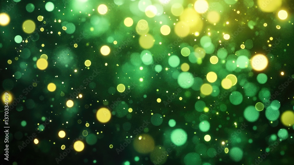 Obraz premium Vibrant Green and Yellow Bokeh Background with Soft Light Circles for Abstract Art and Design Projects