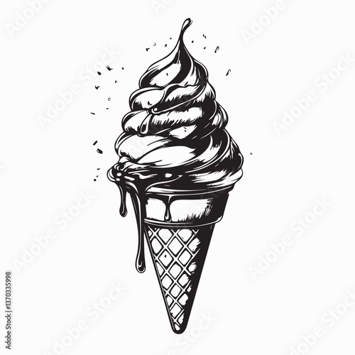 Ice Cream Cone Image. Ice Cream Cone Summer White Background.