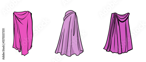 Pink Capes Vector Illustration Set