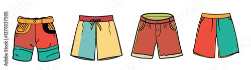 Colorful Cartoon Shorts Set Illustration