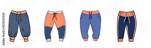 Colorful Sweatpants Vector Illustration Set