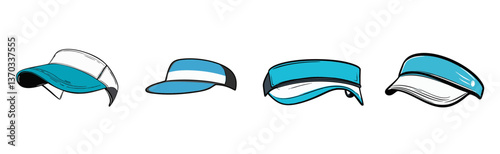 Vector Illustration of Various Sun Visors in Blue and White