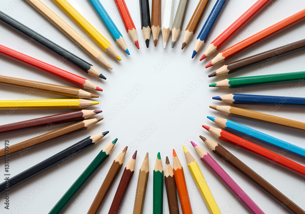 Colored Pencils Circle Background isolated on transparent background Colored Pencils Circle Background isolated on transparent background