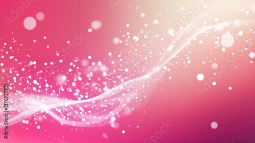 Abstract colorful background with sparkling lights and soft waves in shades of pink, white, and gold for creative projects