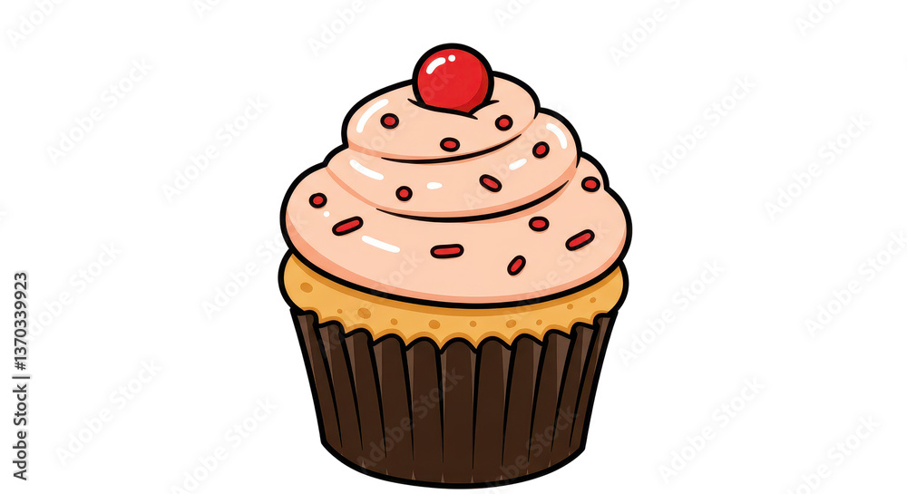 Isolated Cupcake with Cherry Isolated Cupcake with Cherry
