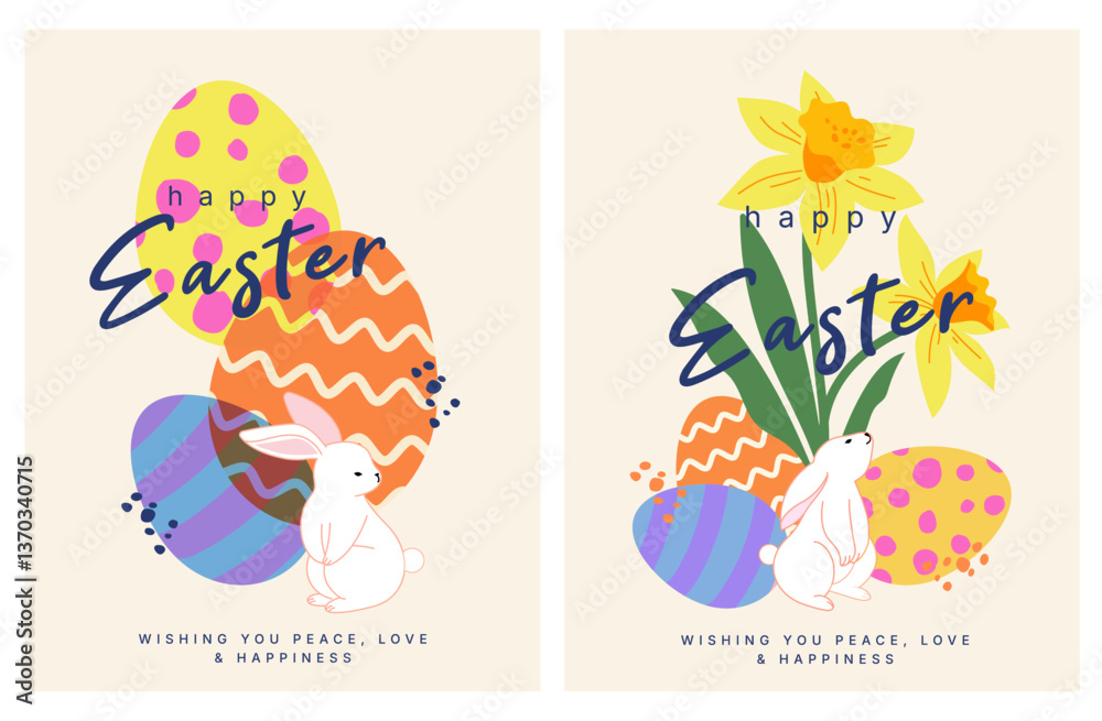 illustration of easter day concept,  card and background, cartoon and character, bunny or rabbit with flowers and egg, seasonal theme, frame and border template