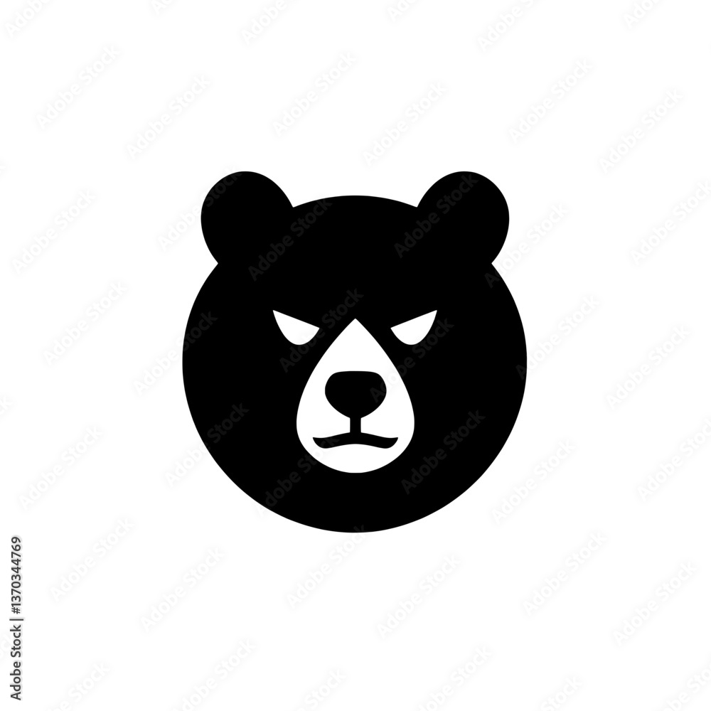 Minimalist black and white bear logo featuring negative space branding for modern identity design Minimalist black and white bear logo featuring negative space branding for modern identity design