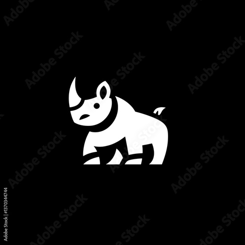 Minimalist rhino logo design using negative space for modern branding identity