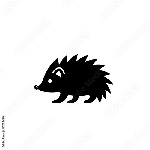 Minimalist hedgehog logo design showcasing black and white color scheme with negative space elements for branding identity