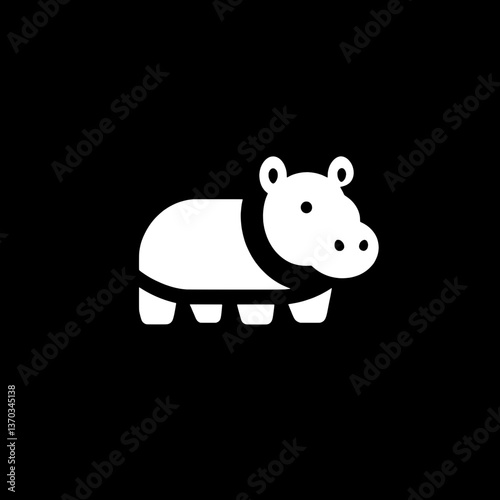 Modern minimalist logo design featuring a hippo in negative space for branding identity