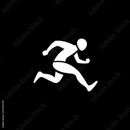 Dynamic negative space logo featuring a running figure designed for modern branding and minimalist identity