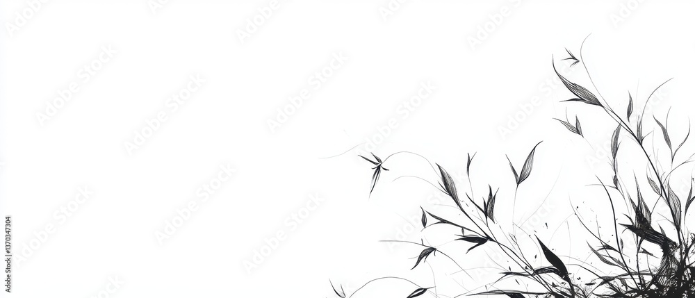 Fototapeta premium Elegant Bamboo Illustration on White Background for Minimalist Design