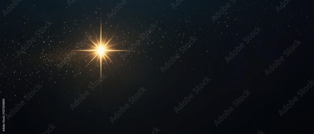 Glittering Star on Dark Background with Sparkling Particles Glittering Star on Dark Background with Sparkling Particles