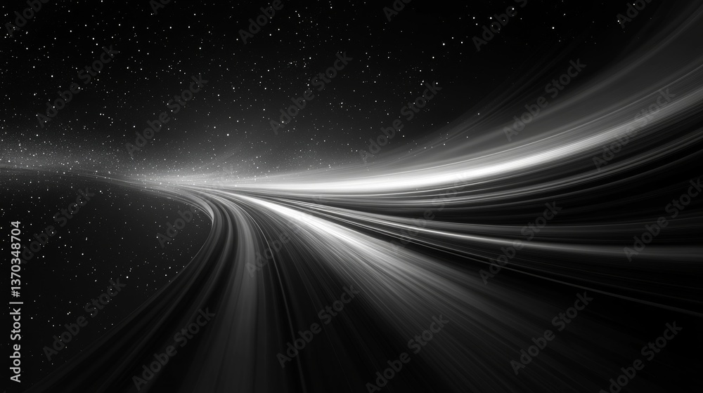 Abstract white dot grid forming a wavy surface against a dark black background in a digital art style