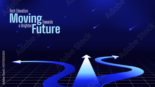 Tech Elevation Moving Towards a brighter Futuristic Technology Pathway – Abstract Digital Road to Innovation and Success Background