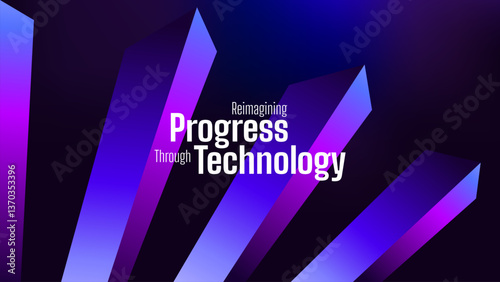 Futuristic Technology Growth – Abstract Digital Innovation Background with Neon Gradient 3D Bars