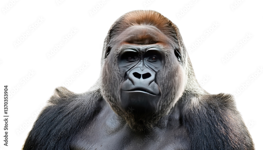 Eastern Lowland Gorilla Isolated On PNG Transparent and White Background Eastern Lowland Gorilla Isolated On PNG Transparent and White Background