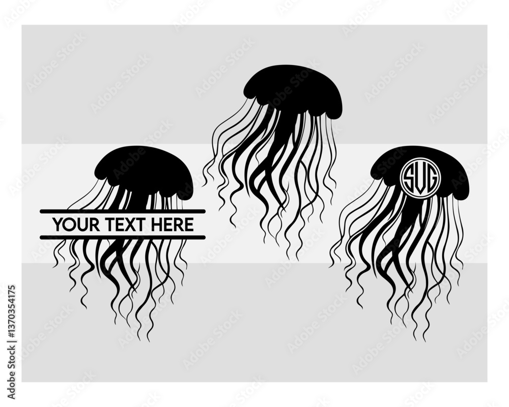 Obraz premium Jellyfish Svg, Jellyfish Silhouette, Jellyfish Clipart, Fish Svg, Jellyfish Svg For Cricut, Box jellyfish, Jellyfish Vector, Animal Svg, Jellyfish Svg Images, Jellyfish Png, Clipart