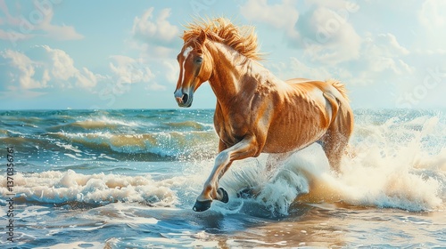 horse on the beach illustration