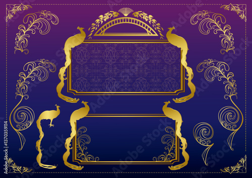 オリエンタルな孔雀のフレーム