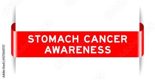 Red color inserted label banner with word stomach cancer awareness on white background