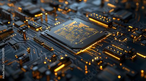close up macro shot of an advanced AI processor