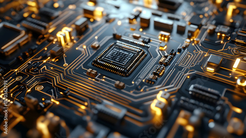 close up macro shot of an advanced AI processor