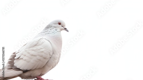 Wallpaper Mural A beautiful white pigeon with a hint of gray on its wings is perched on a branch, looking to the right of the frame. Torontodigital.ca